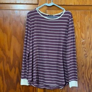 L burgundy and cream long sleeve